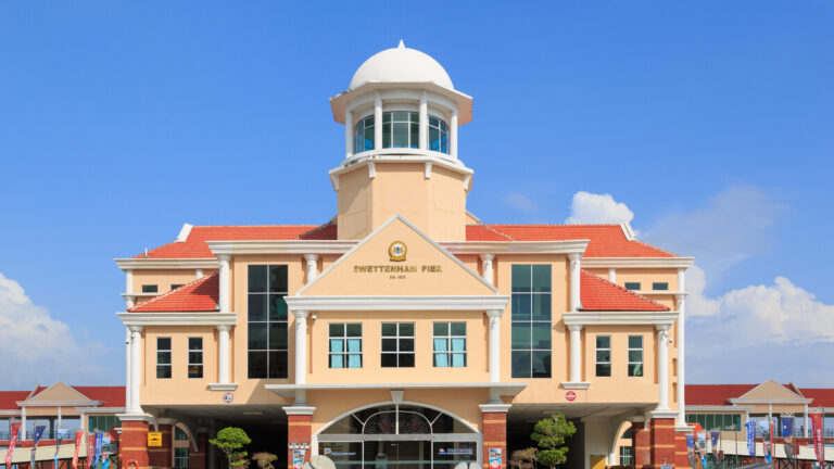 Swettenham Pier terminal building in Penang, Malaysia, photographed in January 2014
